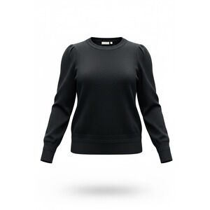 Evolution Stitch Fix Womens Black Puff Shoulder Crewneck Knit Sweater 1X NWT